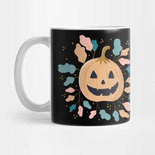 Pastel Jack-o-lantern with pastel fall leaves Mug